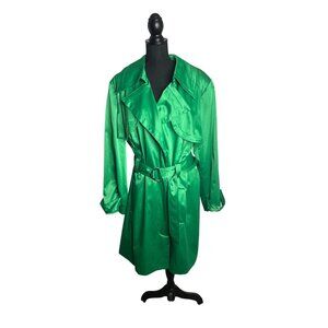 NY Collection Woman Women's Green Apple Satin Trench Coat Size 3X